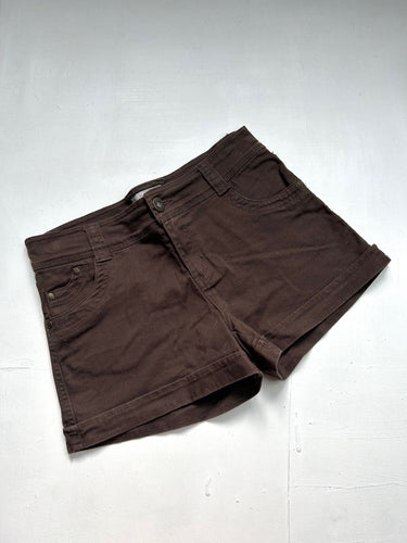 Brown denim mid rise mini short (S)