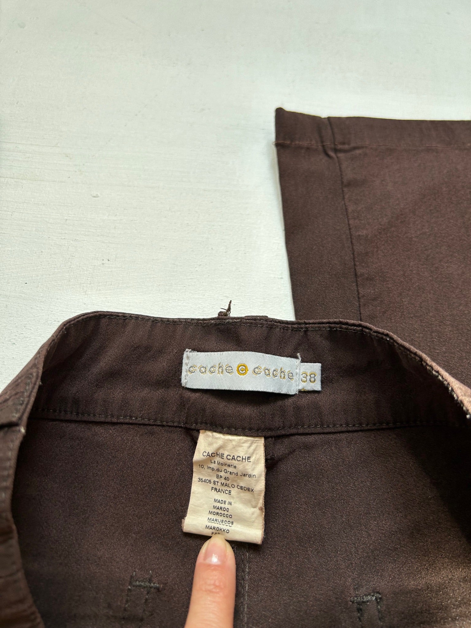 Brown cotton low rise flare office pants (S/M)