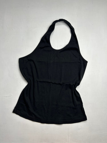 Black cotton 90s y2k vintage halter top (XL)