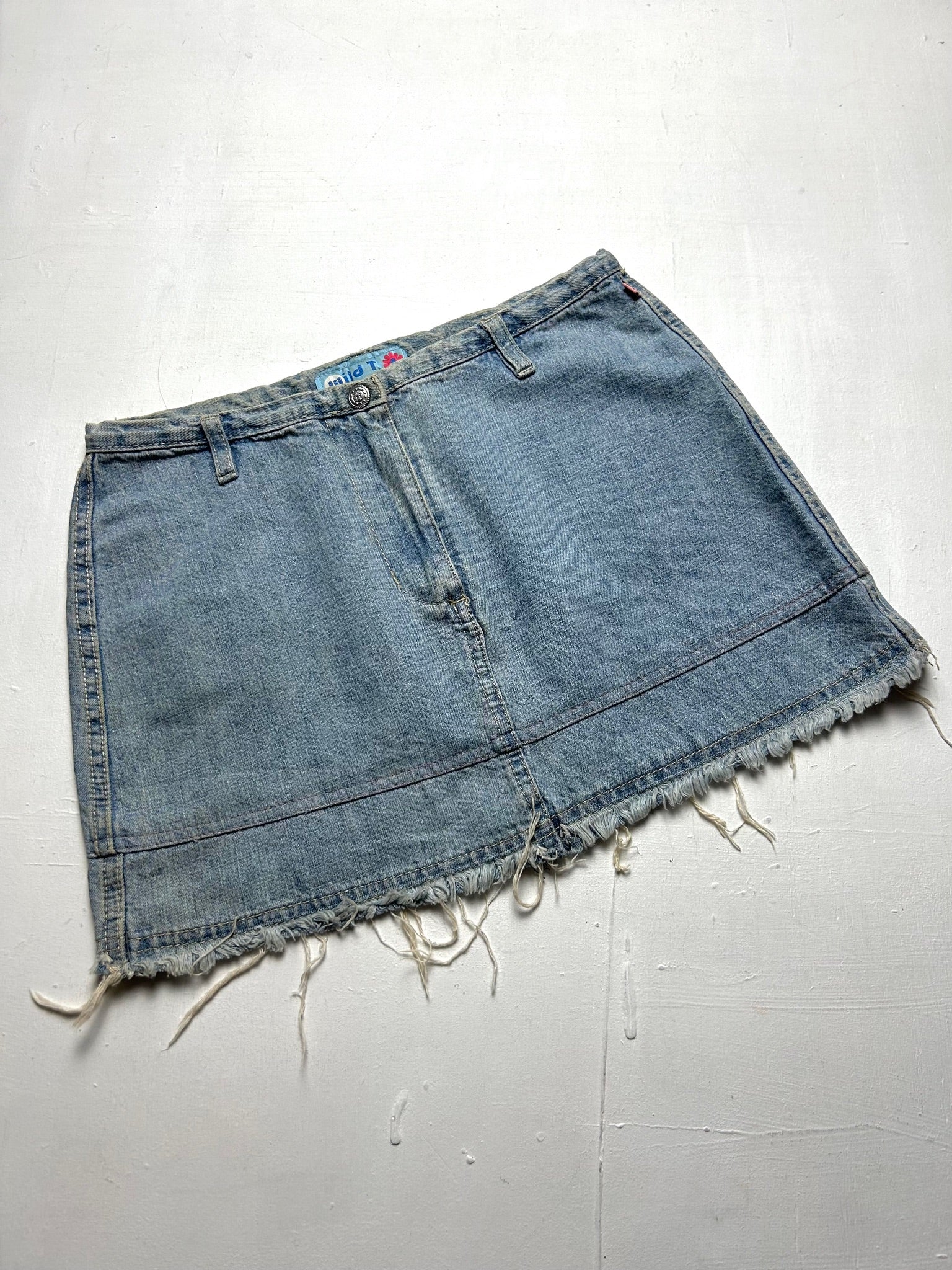 Blue denim low rise mini/micro y2k 90s vintage skirt (XS)