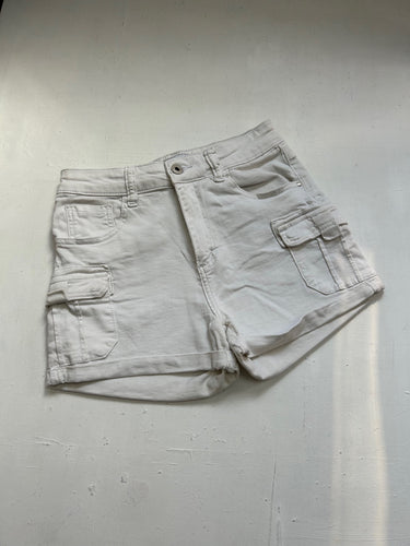 White cargo mid rise mini short (XS/S)