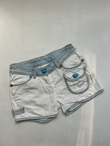 White & baby blue low rise mini short (S)