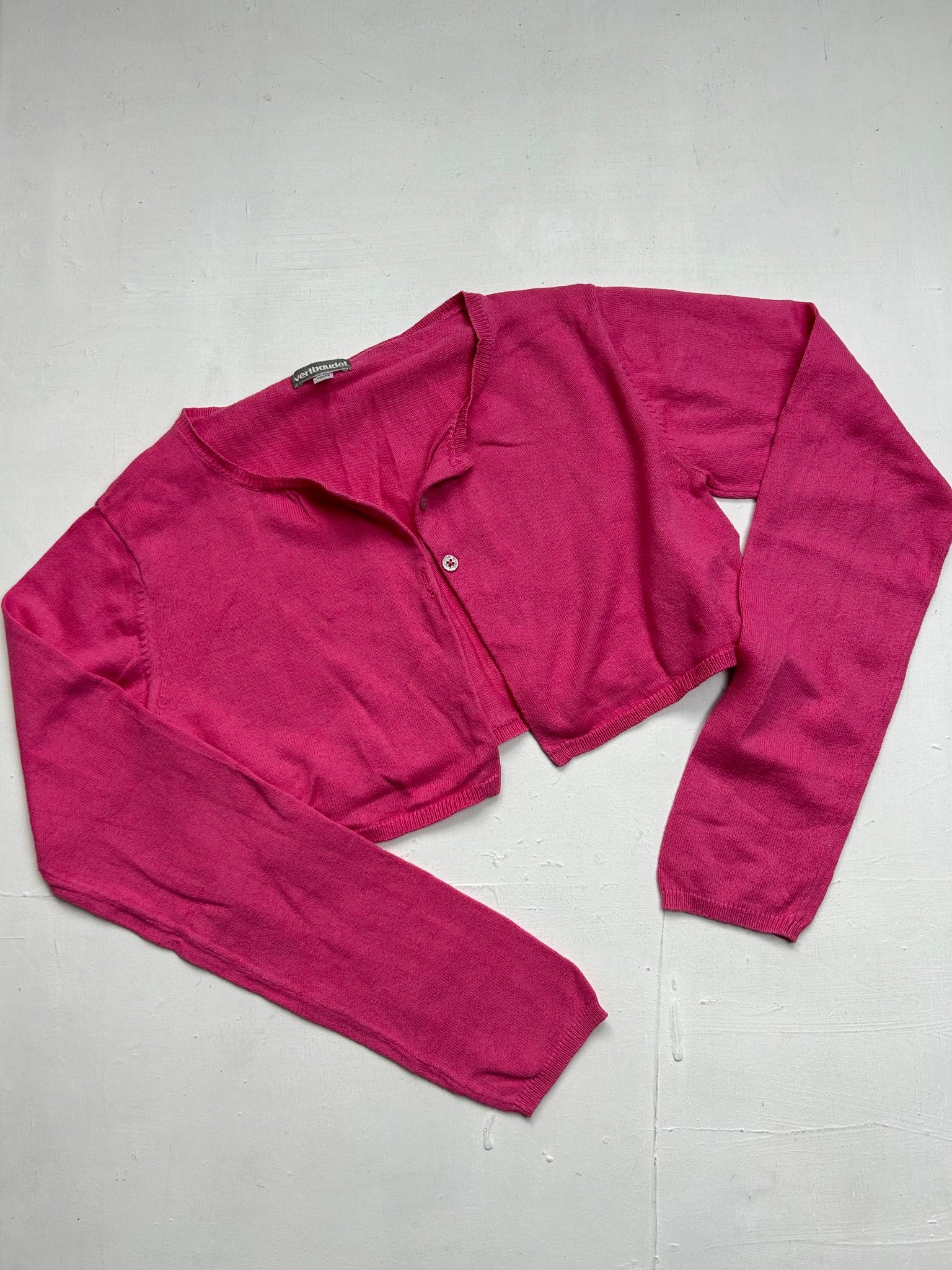 Pink cotton 90s y2k vintage bolero long sleeve top (XS)