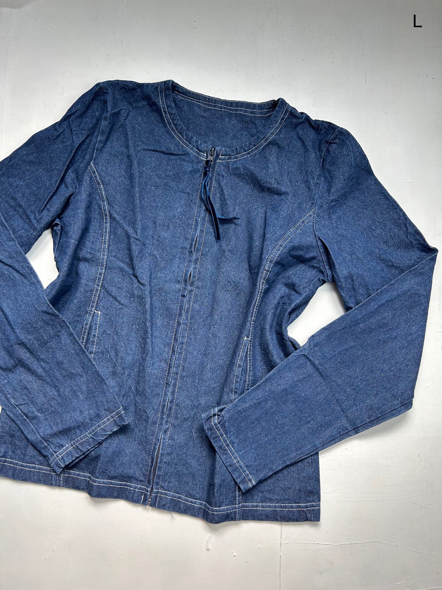 Navy denim zip up y2k 90s vintage jacket (L)