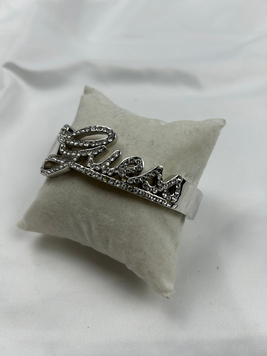 Silver bangle strass logo bracelet