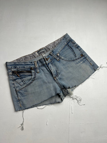 Baby blue denim low rise mini short (S)