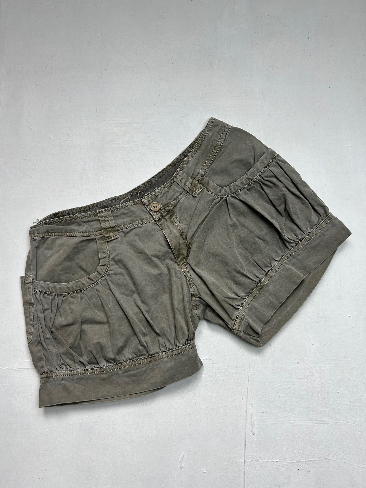 Khaki cotton low rise mini short (M)