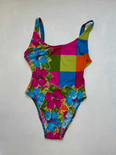 Multicolore floral print y2k vintage body swimsuit (M)