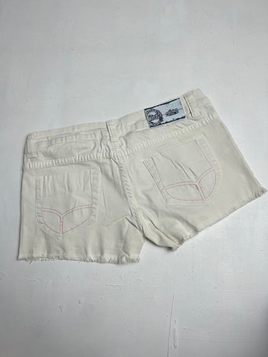 White denim low rise mini/micro short (S)