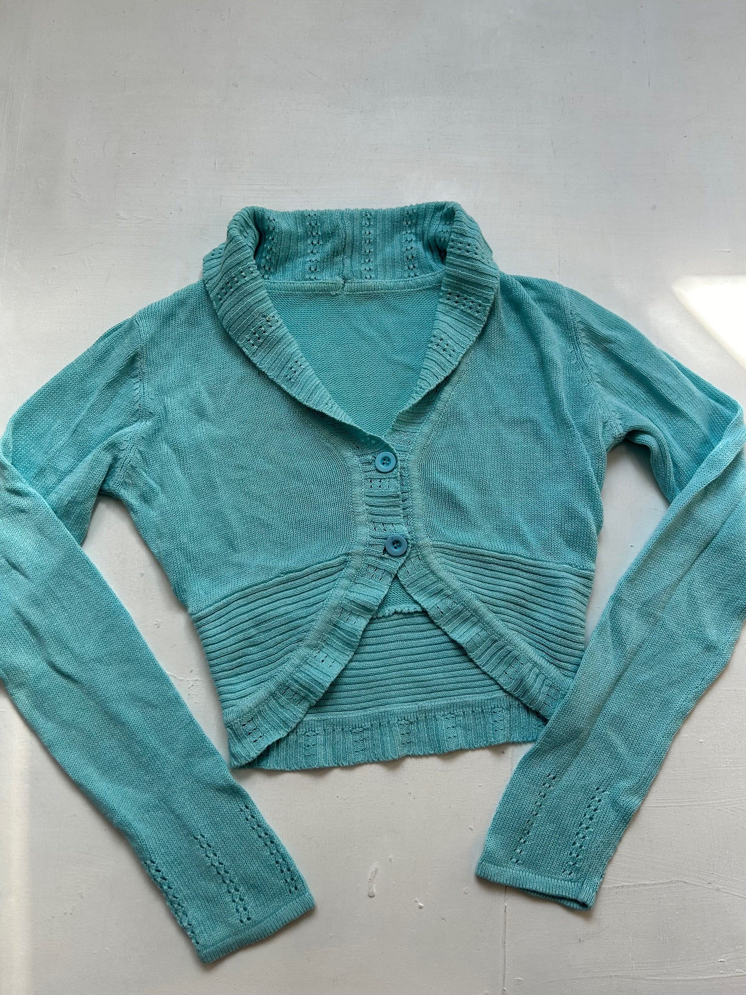 Baby blue knitted bolero long sleeves top (S)