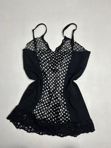 Black & White polka dots mesh lace cami top (XS/S)