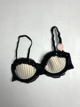 Load image into Gallery viewer, Black &amp; beige mesh striped balcony vintage bra