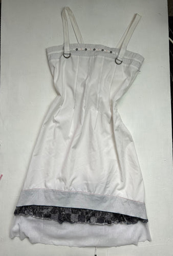 white lace up 90s Y2K vintage midi dress (L/XL)