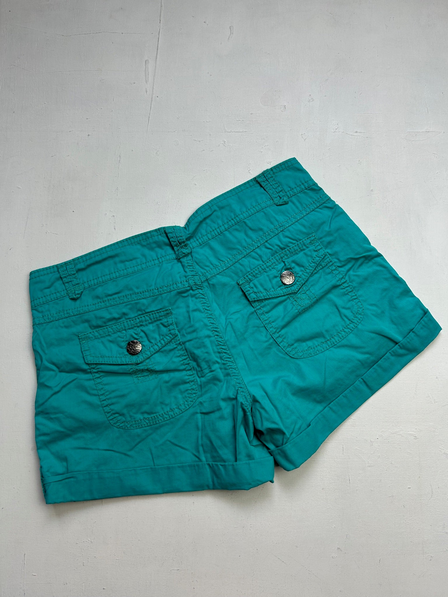 Blue low rise cotton cargo utility mini short (S)