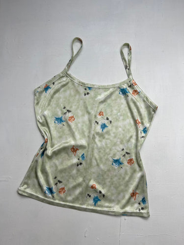 Light green floral print 90s y2k vintage cami top (S)