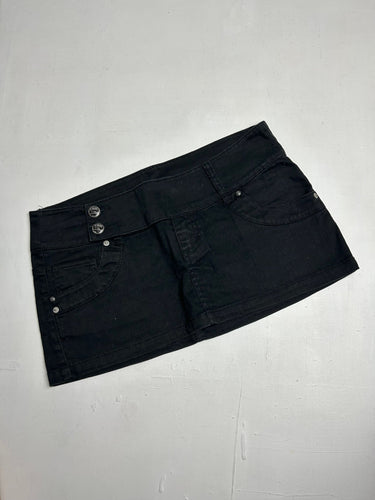 Black low rise denim mini / micro skirt 90s y2k vintage (S)