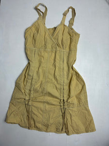 Khaki lace up utility Y2K vintage dress (S)