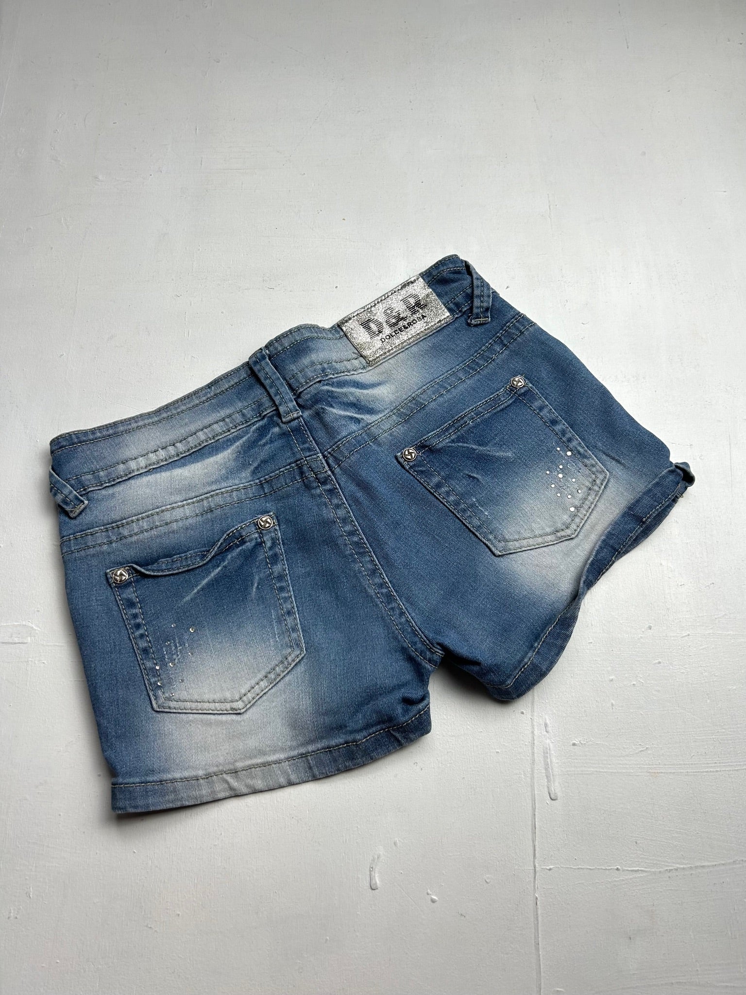 Baby blue denim low rise mini short (S)