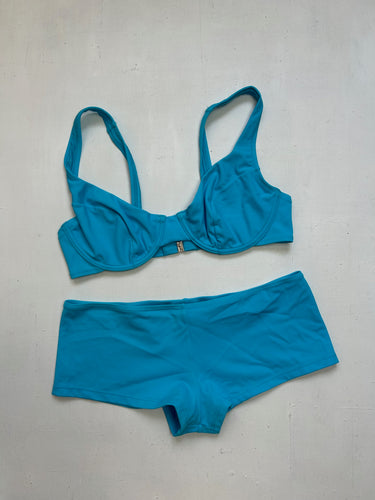 Blue low rise shorty bikini set (M)