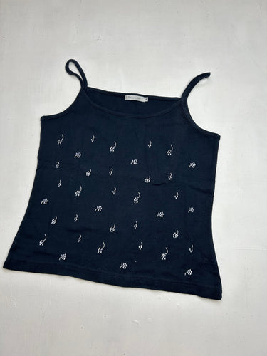 Navy blue graphic print 90s y2k vintage cami top (M)