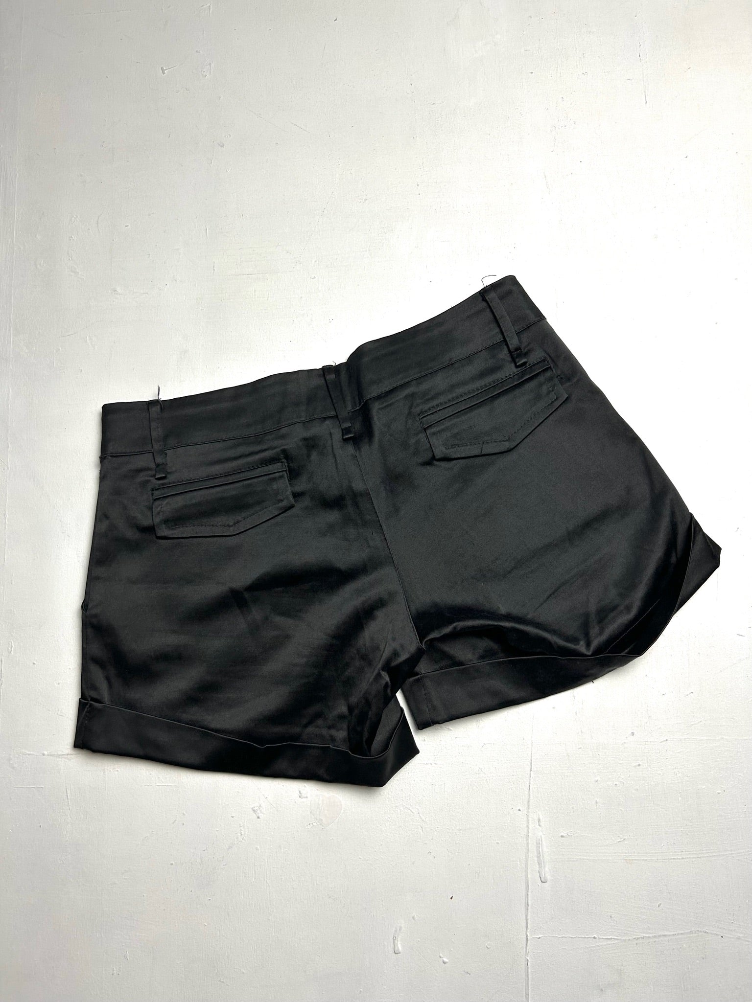 Black satin mini/micro short (M)