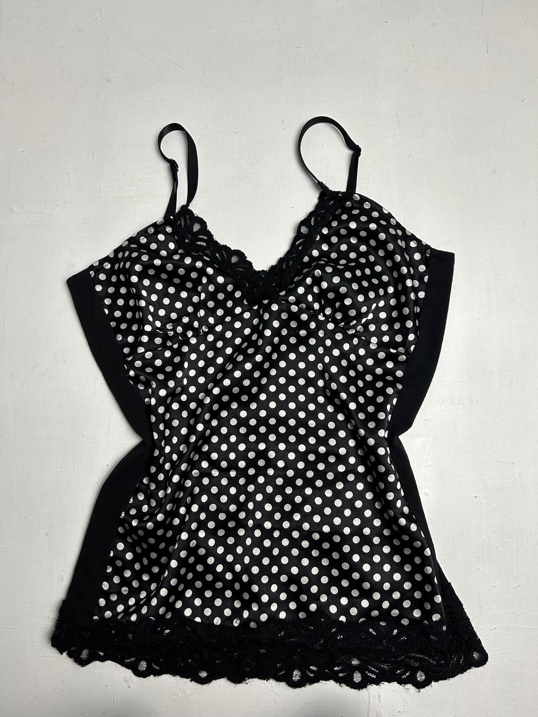 Black & White polka dots mesh lace cami top (XS/S)