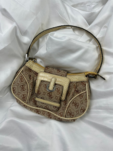 Beige monogram mini buckle belt shoulder bag