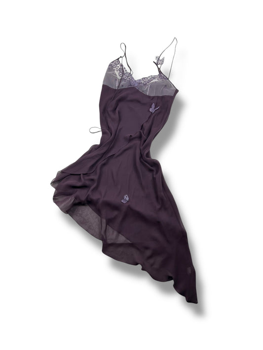 Purple lace mesh babydoll asymmetric dress (S/M)