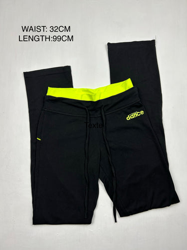 Black & neon green cotton low waist joggers pants (S)