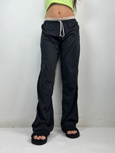 Black low waist bootcut flare joggers gym pants (L)