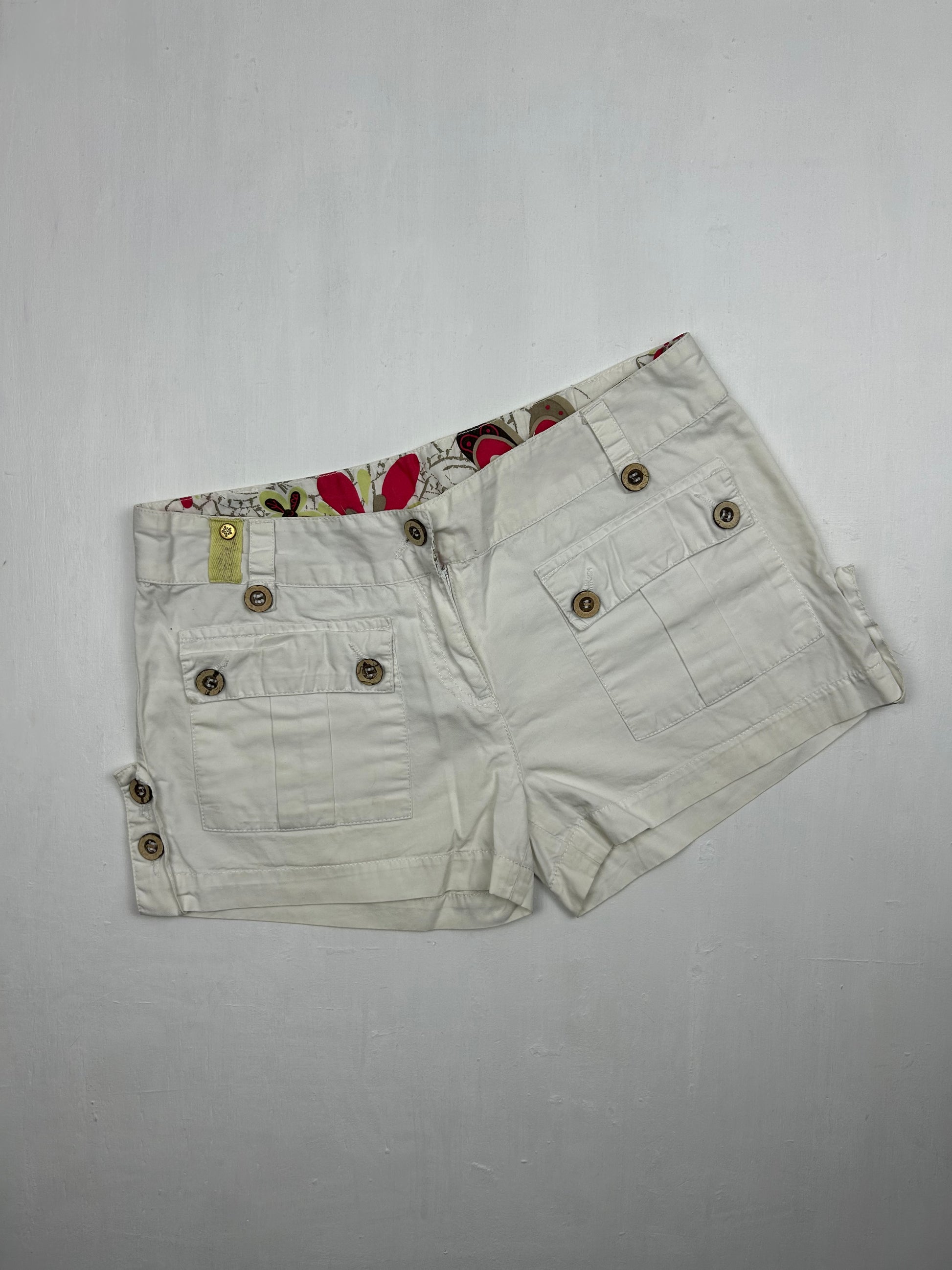 White cargo low rise mini short (S)