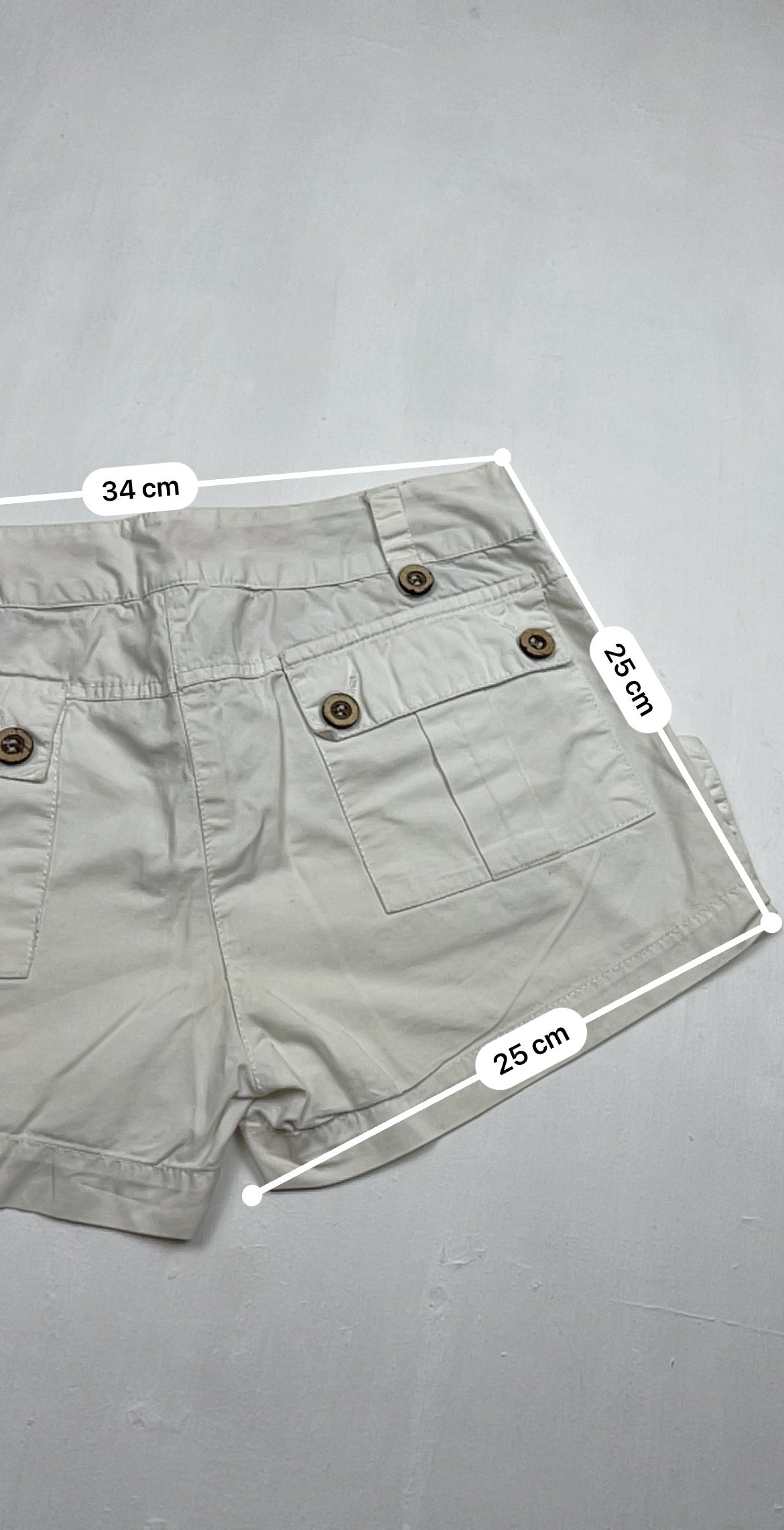 White cargo low rise mini short (S)