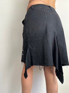 Black asymmetric graphic print low rise mid skirt (S)