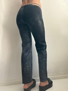 Grey velvet snake print low rise flare bootcut y2k vintage stretchy pants (S)