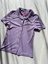 Load image into Gallery viewer, Lilac purple button up polo y2k 90s vintage tee shirt (S/M)