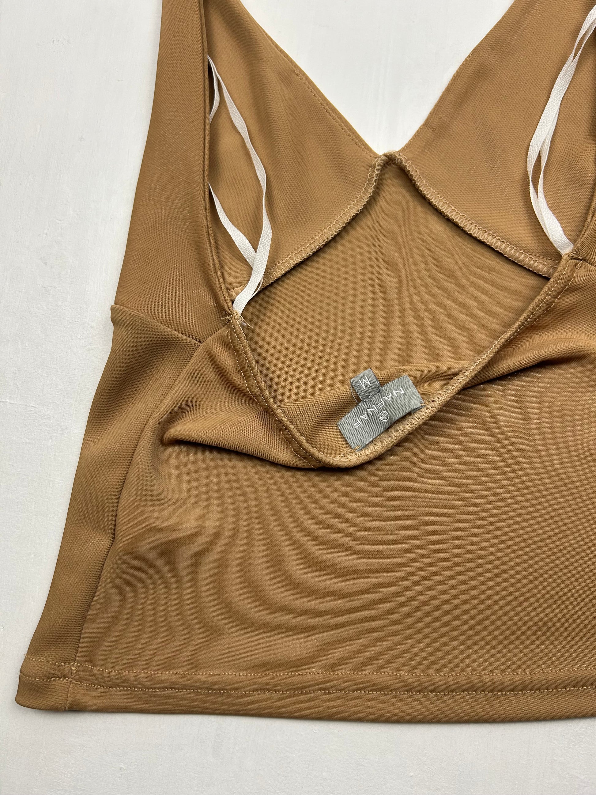 Beige stretchy backless halter top (S/M)