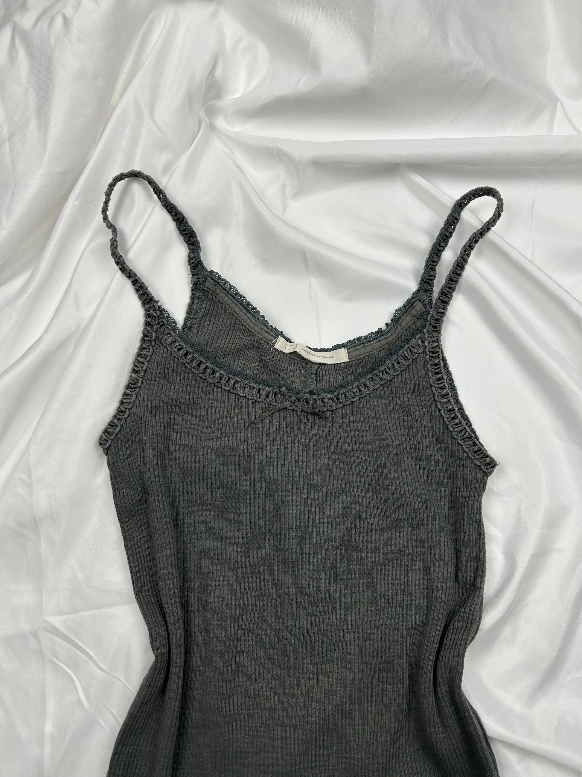 Khaki ribbed stretchy cami top (M)