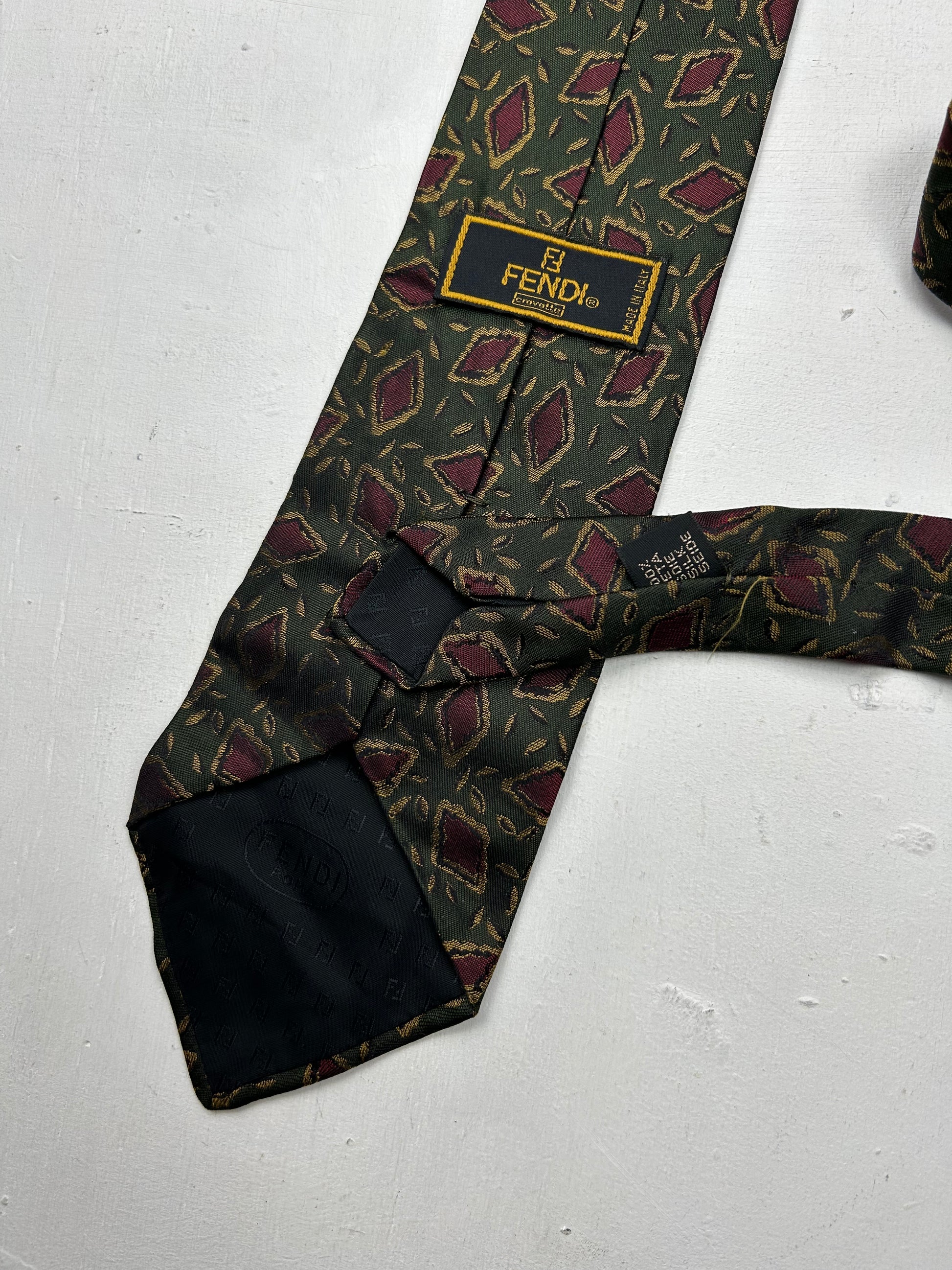 100% silk khaki graphic print y2k vintage tie