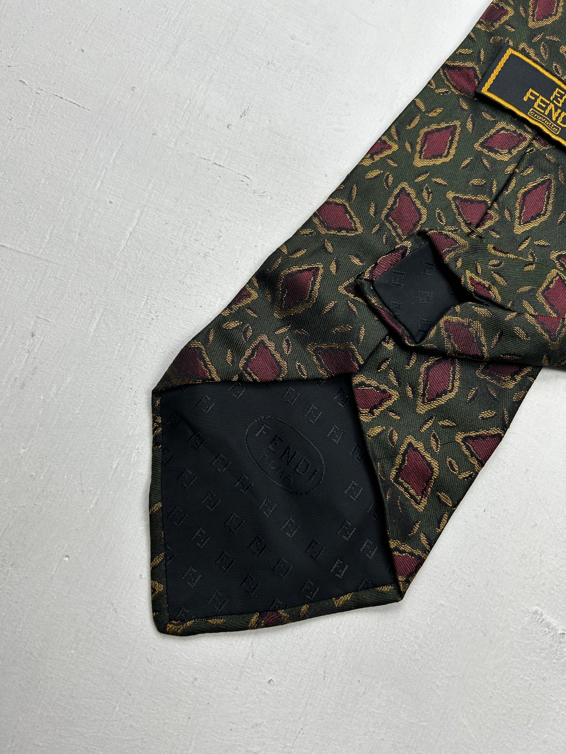 100% silk khaki graphic print y2k vintage tie