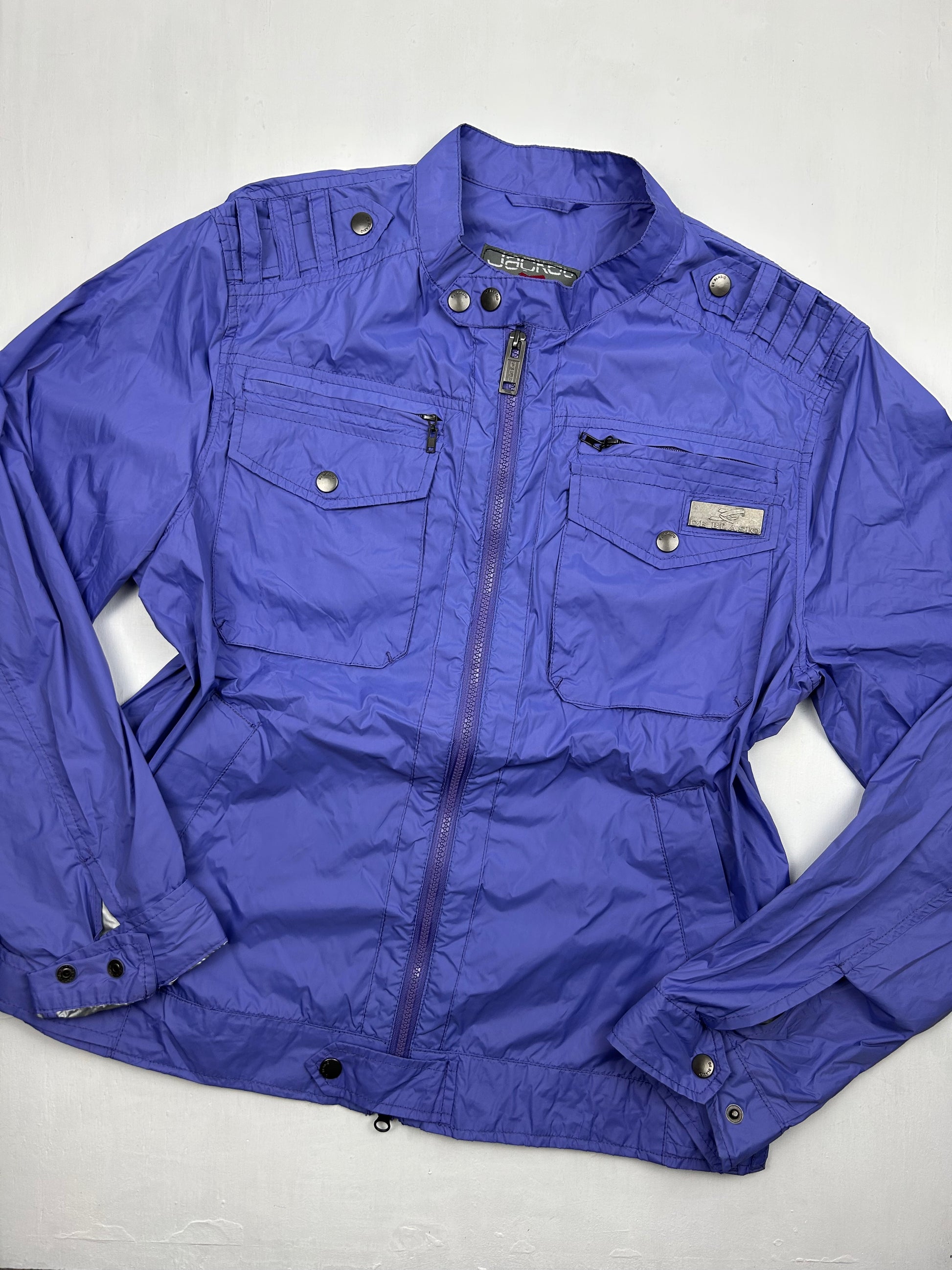 Purple zip up windbreaker biker jacket (L)