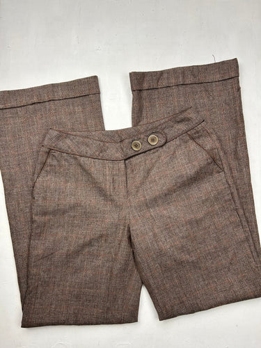 Brown camel  low waist flare / bootcut baggy office pants (M)