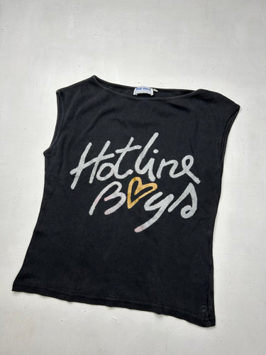 Black text print stretchy tank top (M/L)