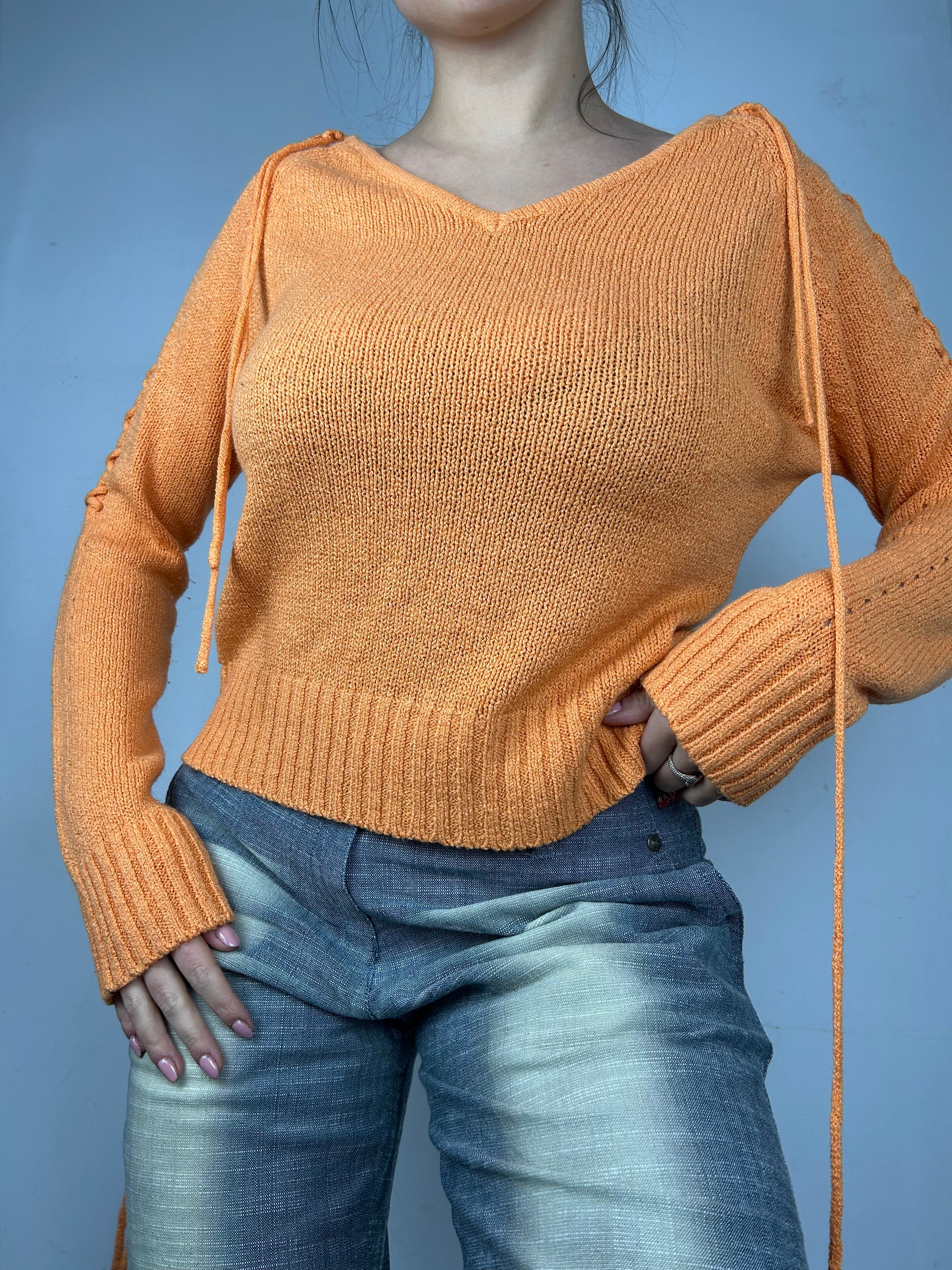 Orange lace up jumper (S/M)