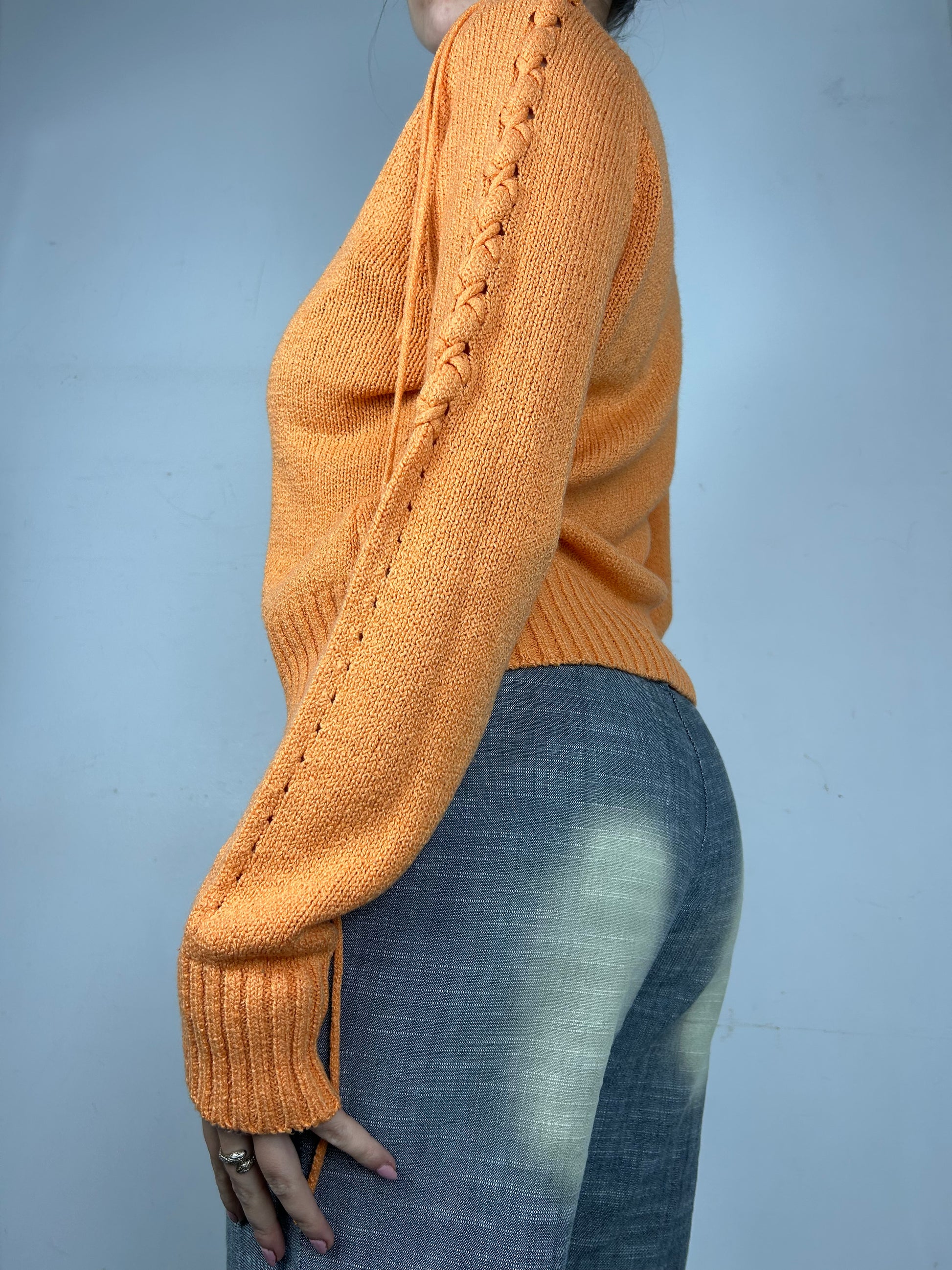 Orange lace up jumper (S/M)