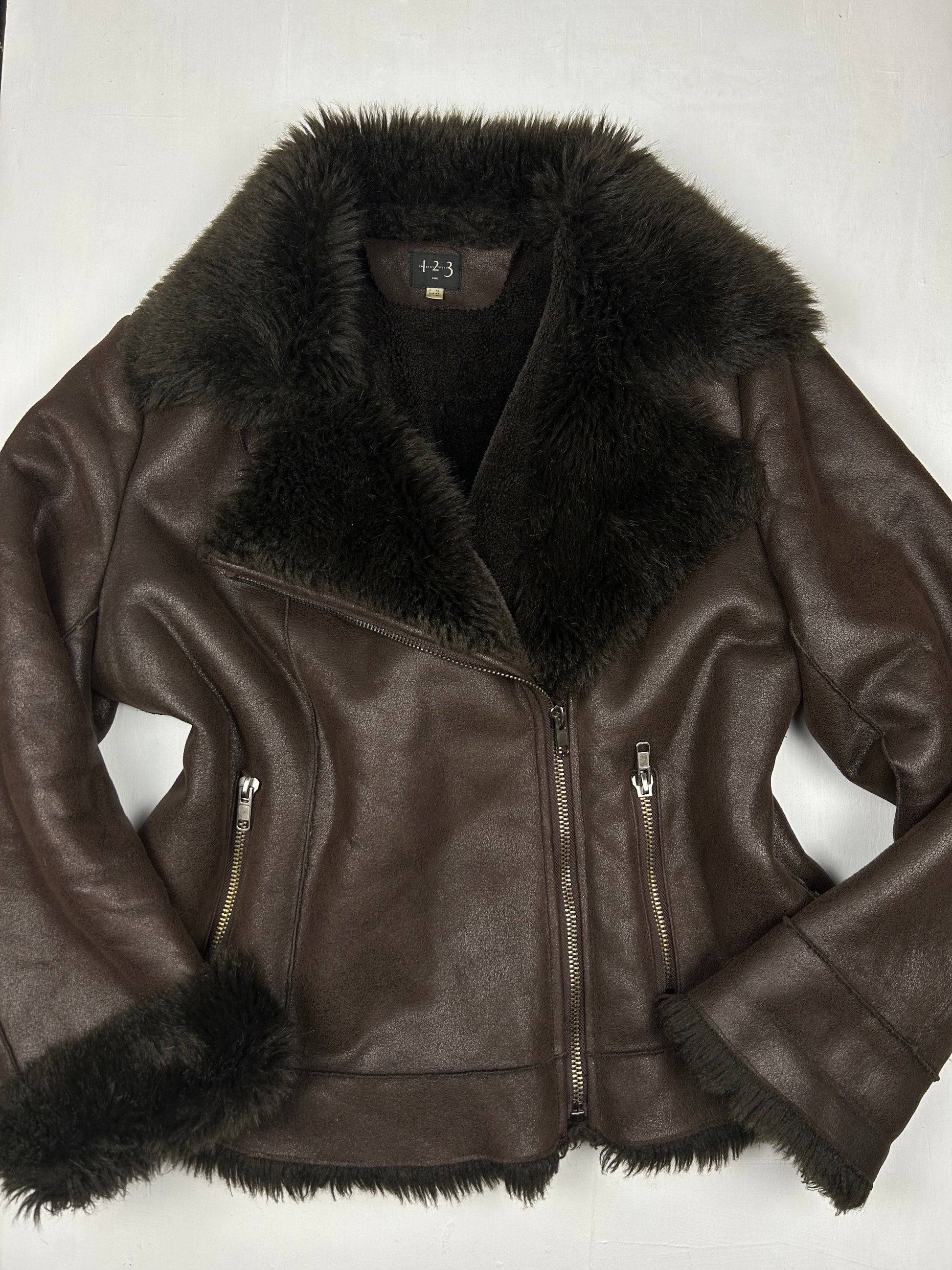 Brown faux fur suede jacket (XL)