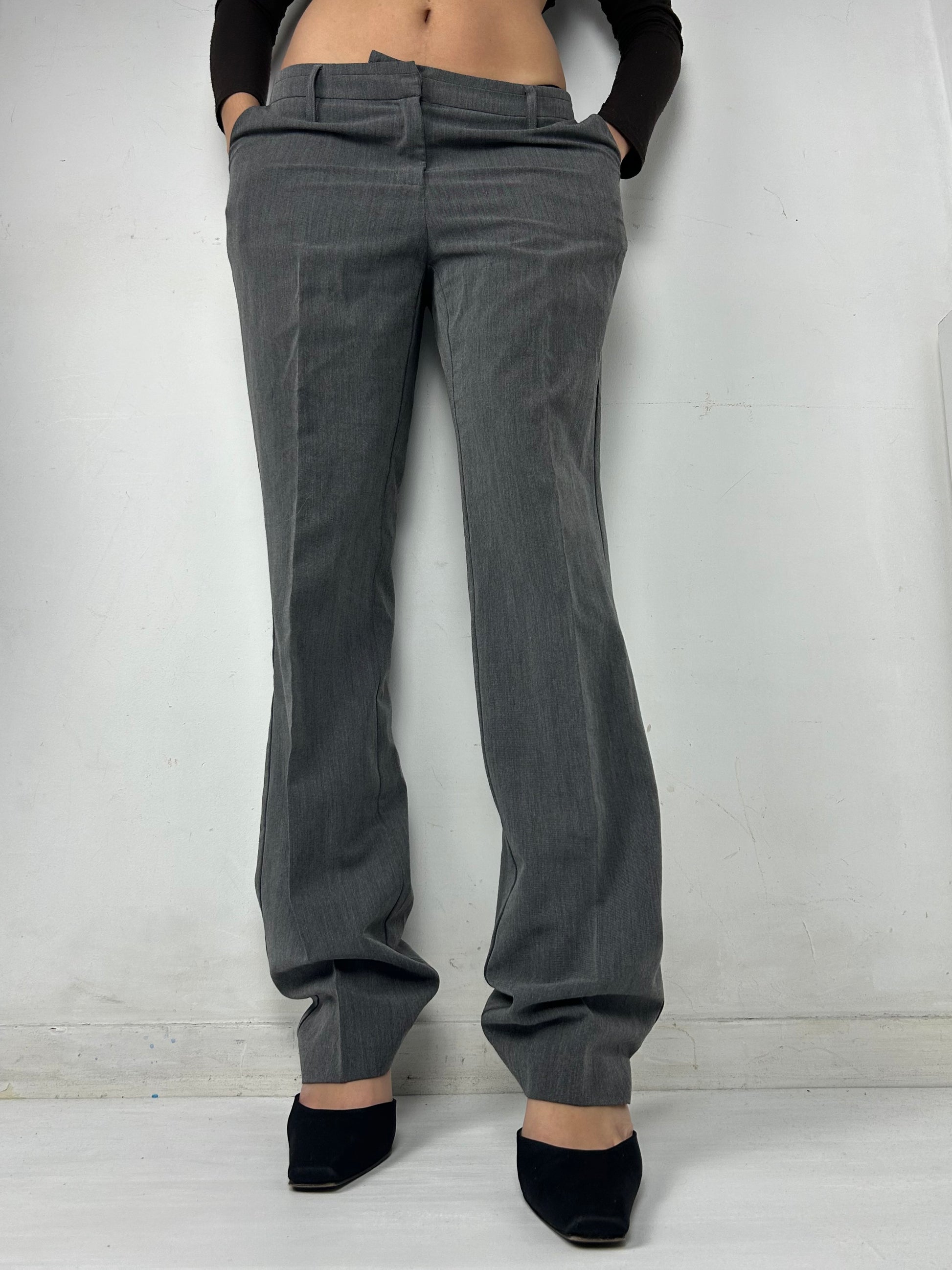 Grey low rise bootcut office pants (S/M)