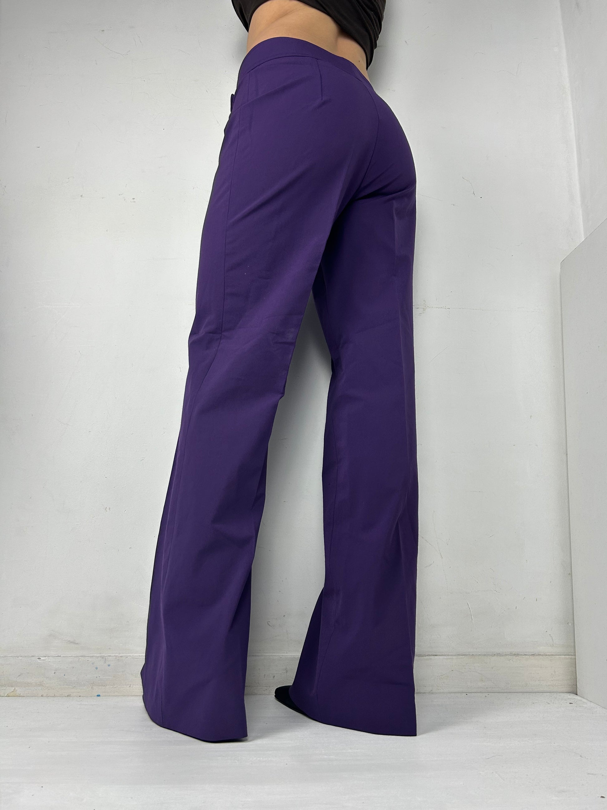 Purple mid rise office flare pants (L)