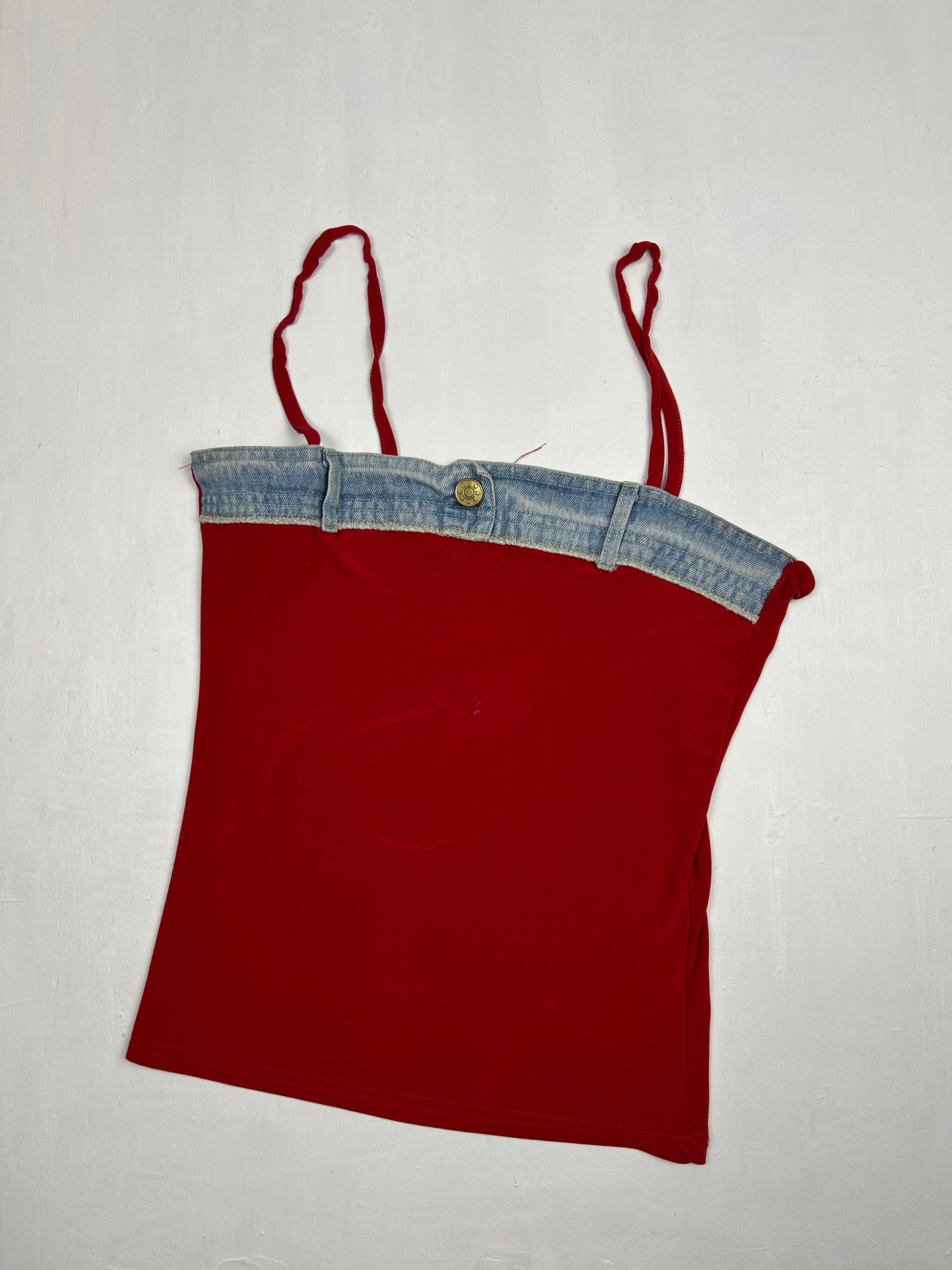 Denim detail stretchy cami top (S/M)