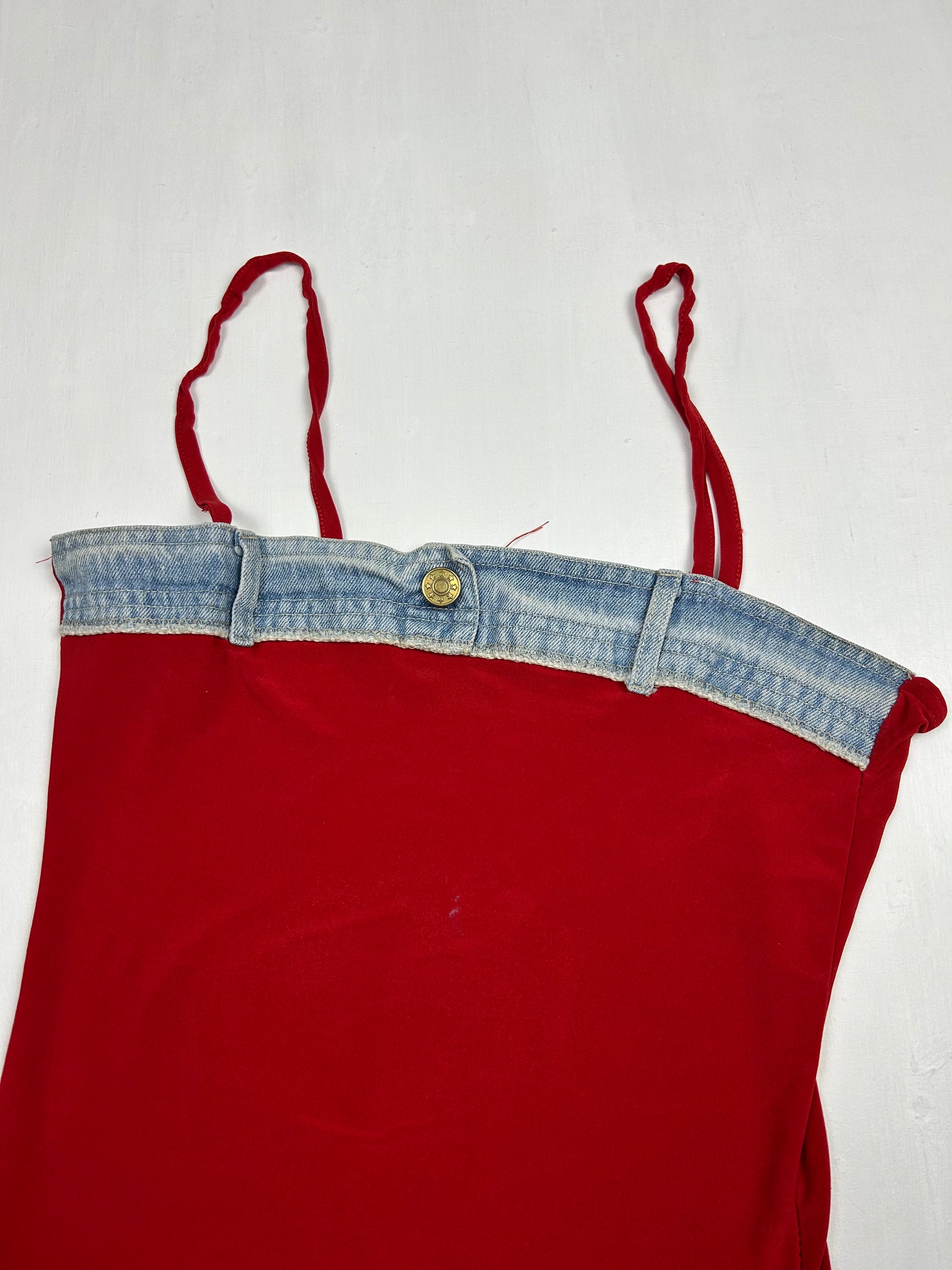 Denim detail stretchy cami top (S/M)