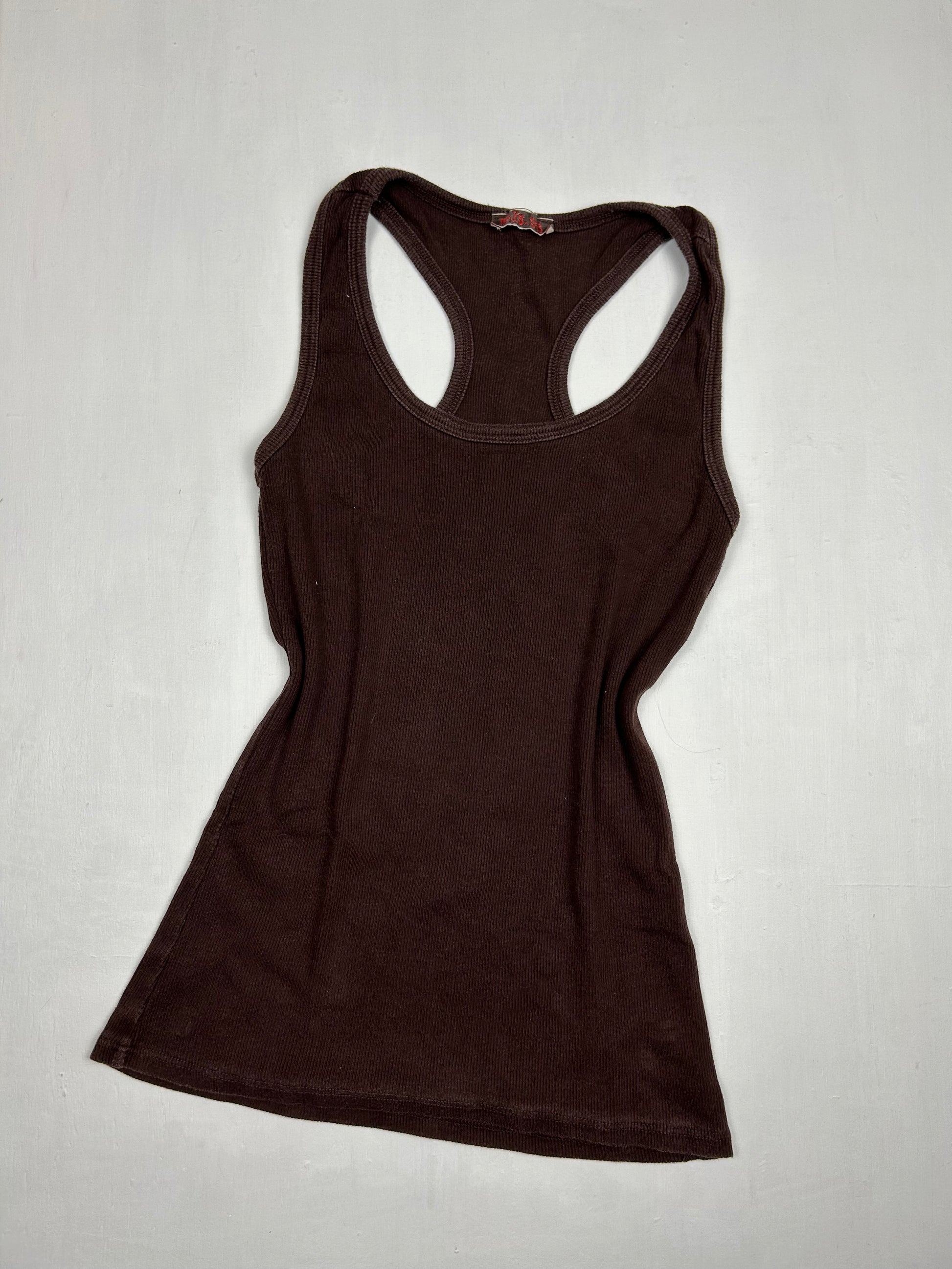 Brown ribbed tank top (S/M)